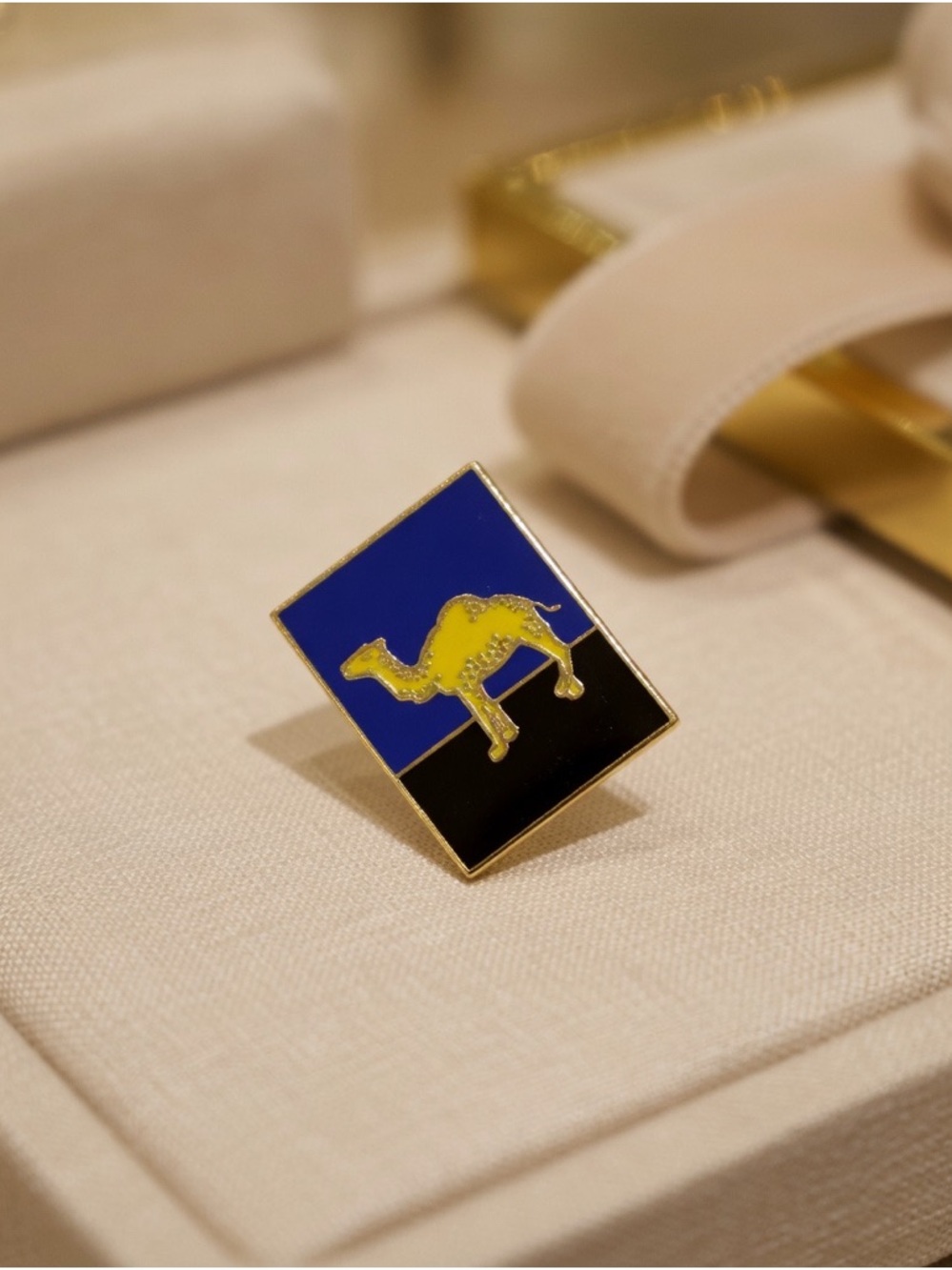US Army Cavalry Camel Pin Blue Black